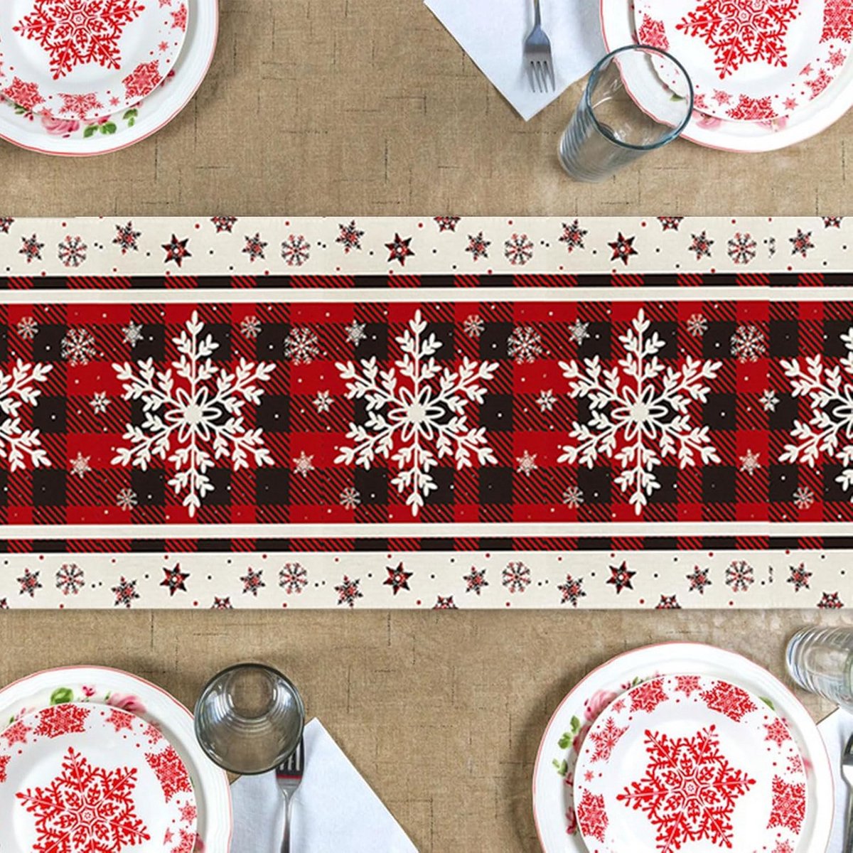 Wastafel Sloper Katoen Linnen Kerst Hoge Kwaliteit 183x33 cm