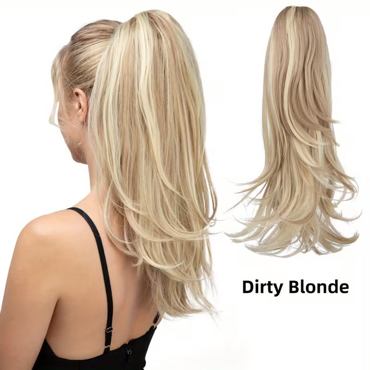 Daity 1 Top Rotating Ponytail Clip - 180° draaibare haarclip met gekrulde golfvorm, gemakkelijk te dragen, synthetische vezel, geschikt voor paardenstaarten, vlechten, knotjes en opgestoken kapsels (goud).