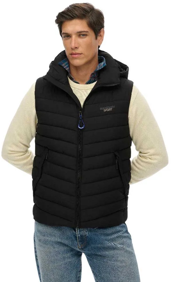 Superdry Fuji Gewatteerd Vest Met Capuchon Heren Gilets Zwart