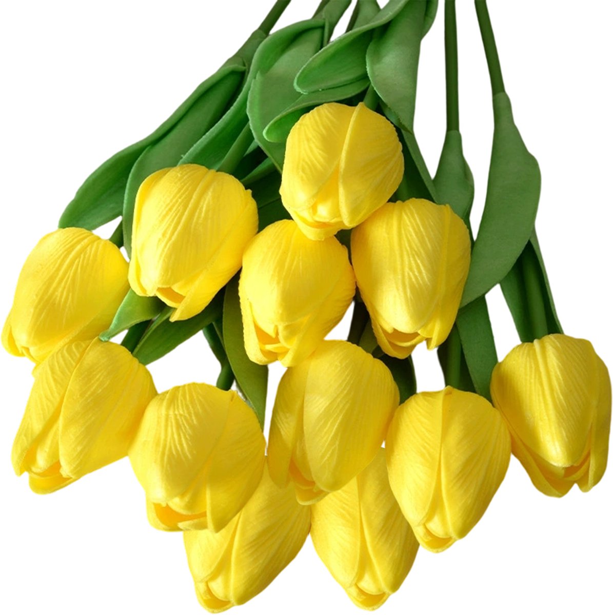 Kunsttulpen, 12 kunsttulpen van zacht gel, 35cm groot bloemstuk met imitatietulpen, geschikt voor bruiloften, woondecoratie en kantoordecoratie - gele