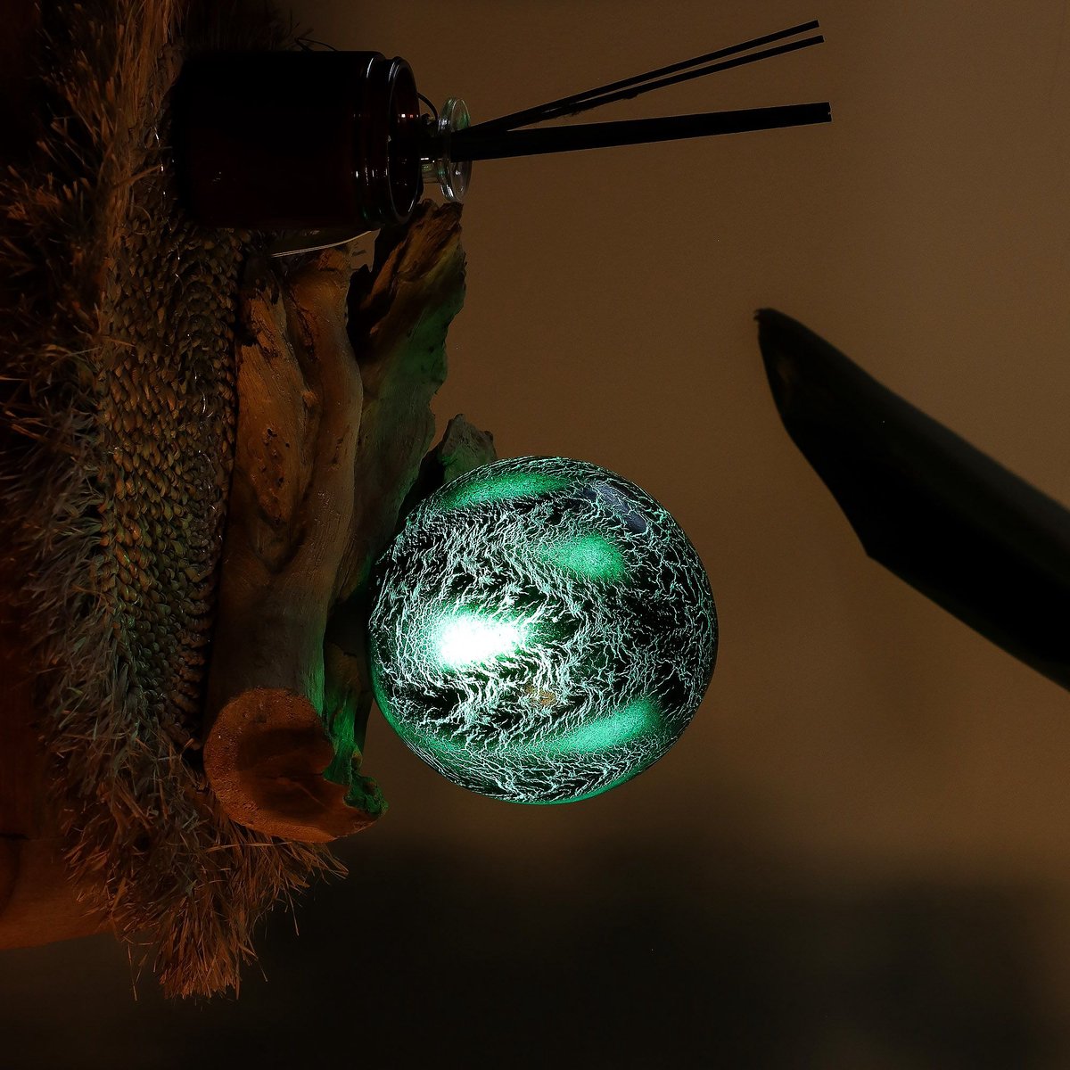 DriftGlow Lamp Smaragdgroene Craquelé Kap