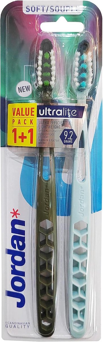 Jordan Szcz.ULTRALITE 2-pack zachte tandenborstels voor volwassenen