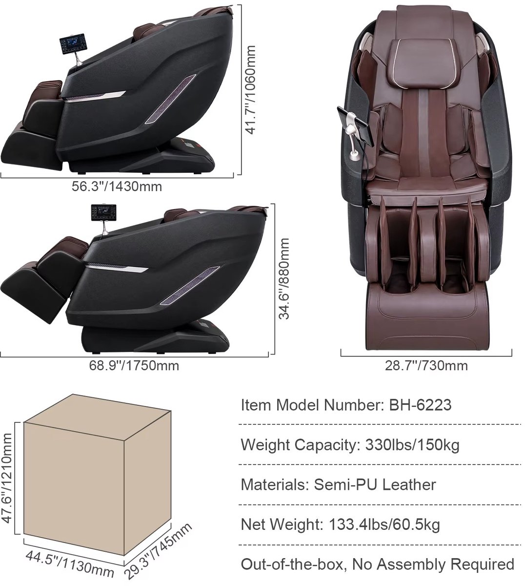 Aafinity Massagestoel Elektrisch – Massage Stoel voor het Hele Lichaam – Zero Gravity Recliner met 3D Shiatsu, Verwarming, Bluetooth, Voetroller en Automatische Programma’s – foto 2