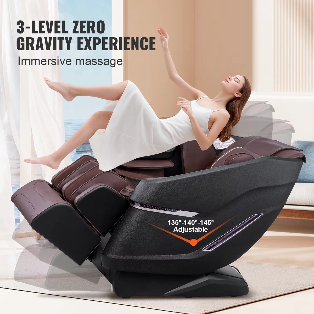 Aafinity Massagestoel Elektrisch – Massage Stoel voor het Hele Lichaam – Zero Gravity Recliner met 3D Shiatsu, Verwarming, Bluetooth, Voetroller en Automatische Programma’s – foto 3