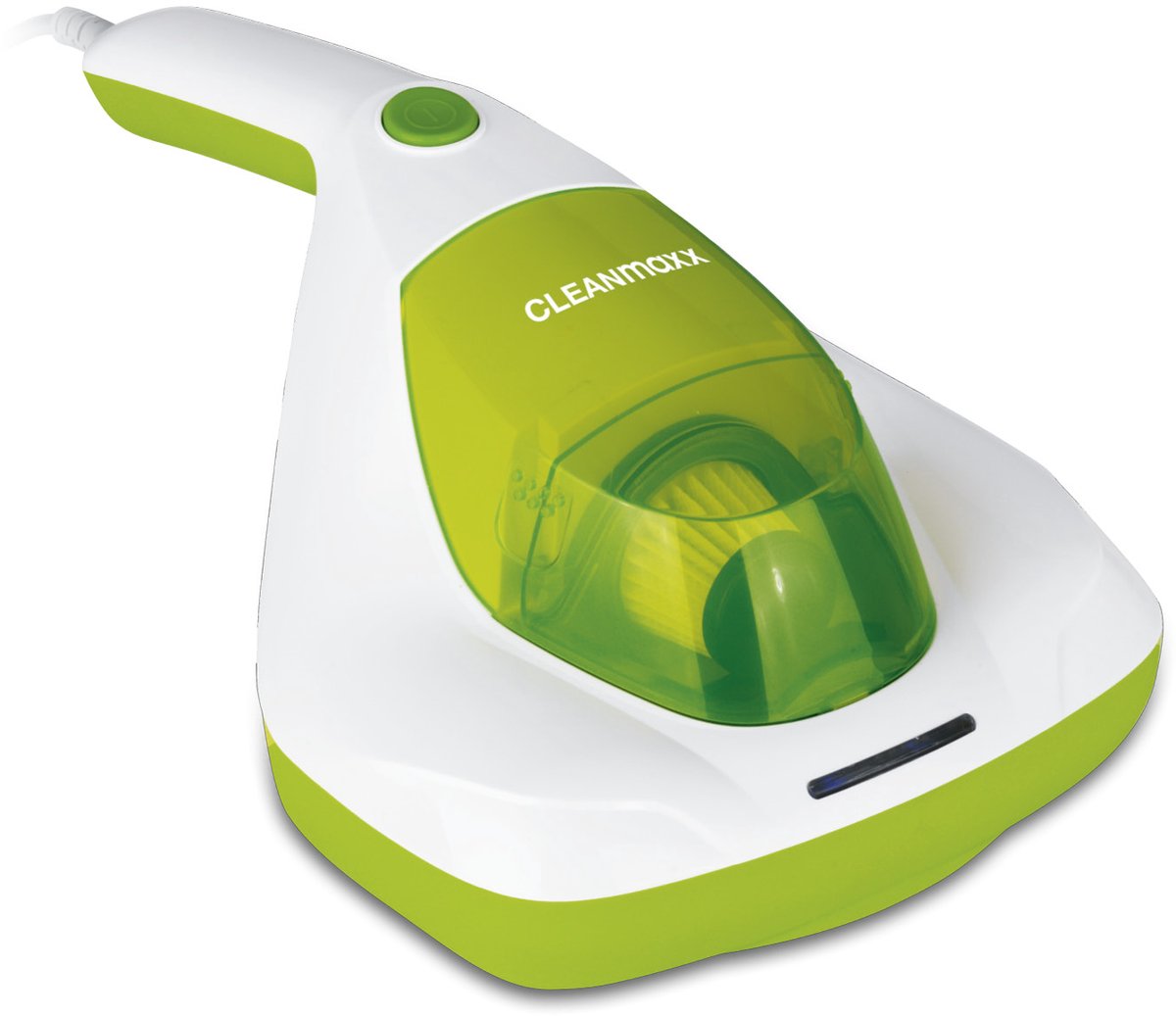 CLEANmaxx Anti-mijt-handstofzuiger snoerloos | kruimelzuiger draadloos | Matrasreiniger met UV-C-licht | Vernietigt 99,9% van alle mijten | Inclusief HEPA-filter en 250 ml stofreservoir | Ideaal voor allergiepatiënten [Limegreen]