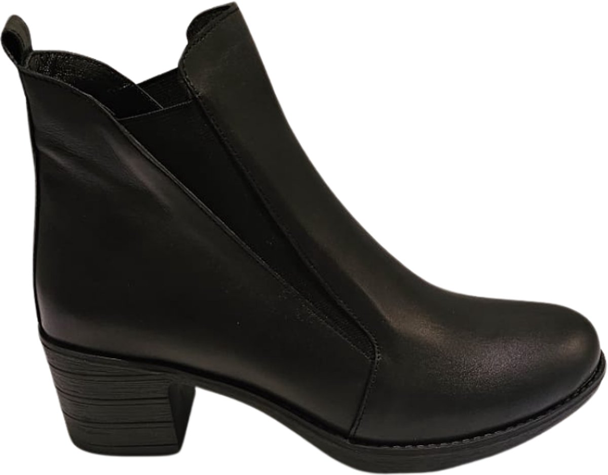 Berussa-Handgemaakte Leren Chelsea Boots voor Dames – Comfortabele Enkellaarsjes met Grove Zool – Premium Leer – Zwart