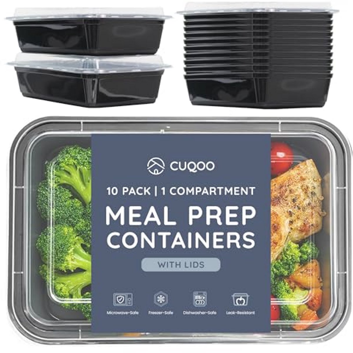 Lunchboxen Set van 10 - Stapelbare Maaltijdbereidingscontainers met Deksel, BPA-vrij en Magnetronbestendig