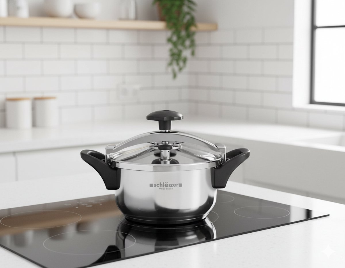 Schlëizer Autocuiseur Inox 6 L – Tous feux dont induction – Panier vapeur inclus
