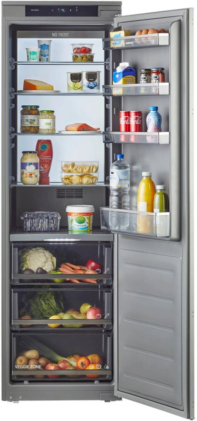 Inbouw koeler Inventum IKK1786GS 280L, nis 178 cm, sleepdeur, veggie zone, superkoelen, energielabel D