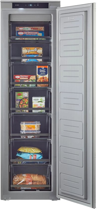 Inventum IVR1786GS - Inbouw vriezer - Nis 178 cm - 200 liter - No Frost - Supervriezen - 7 lades/vakken - Sleepdeur - Grijs