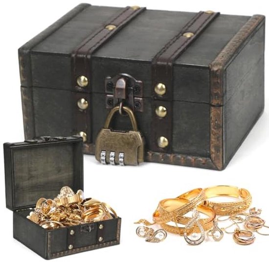 4 Coffres Au Trésor Pirate En Bois Miniatures - Boîtes Rétro Avec Serrure Décoration