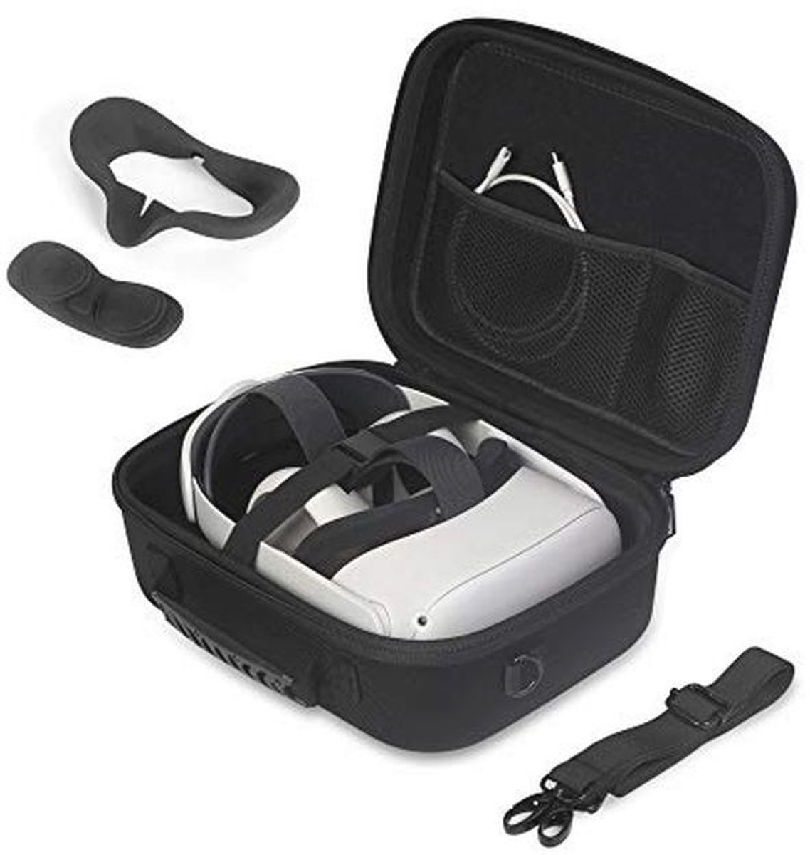 Draagtas voor VR Headset en Accessoires - Harde Reiskoffer met Schouderriem en Stofdichte Lenscover