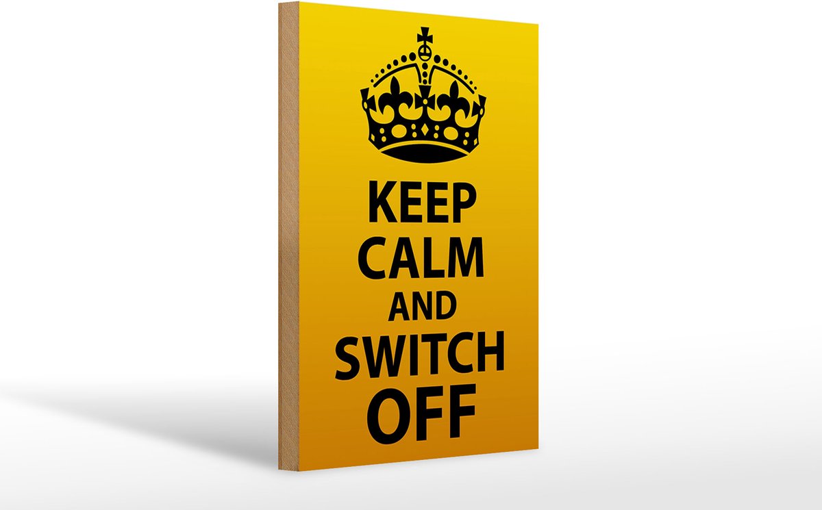 Holzschild Spruch 20x30cm Keep Calm and switch off