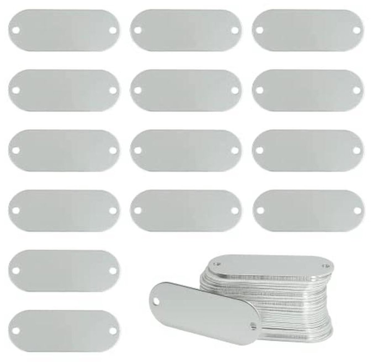Gravure Tags Geanodiseerd Aluminium met 2 Gaten - 25 Stuks