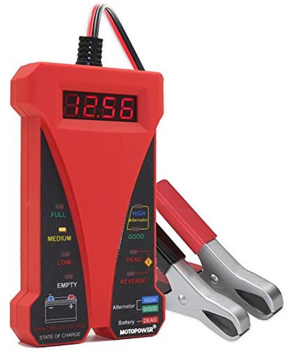 Batterijtester voor accu's en lichtmachines met LED-status en digitaal LCD-scherm