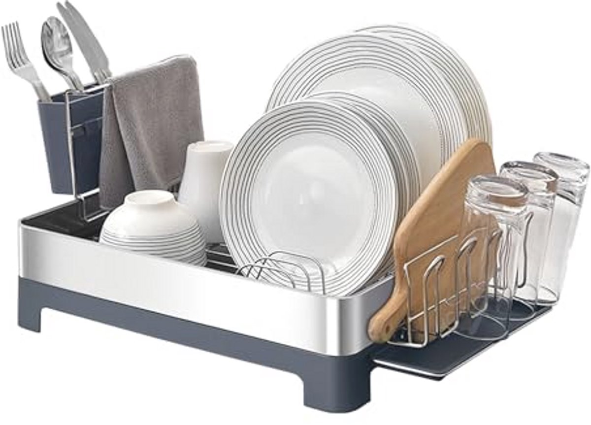 Afdruiprek met Afdruipbak en Bestekhouder - Compact Design voor 10 Borden en 4 Glazen