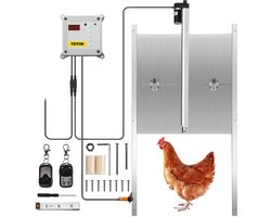 VEVOR Automatische Kippendeur 66W Kippenhok Deuropener 30 x 30cm Kippenhok Automatische Deur Gemaakt van Aluminiumlegering en ABS met Tijdregelaar voor Alle Standaard Kippenrassen Kippen en Eenden