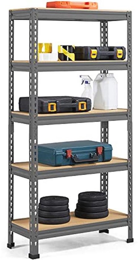 Floordirekt Rek Voor Zware Lasten, Set Van 2, Zwart, 200 X 120 60 Cm Steekrek Kelderrek Magazijnrek Werkbank 5 Verstelbare Planken Lakota 1013139425
