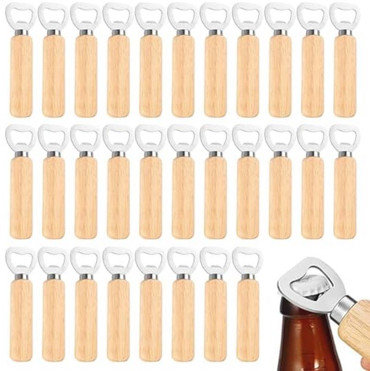 Houten Flesopener Set voor Bierliefhebbers - 30 Stuks