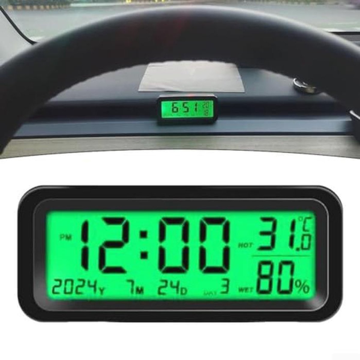 Mini Digitale Klok voor Auto met Temperatuur- en Datumweergave