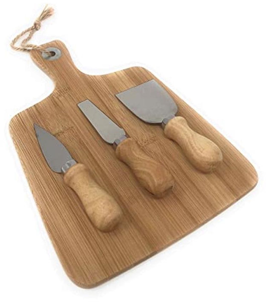 Kaasserveerset met Bamboe Snijplank en 3 Kaasmessen