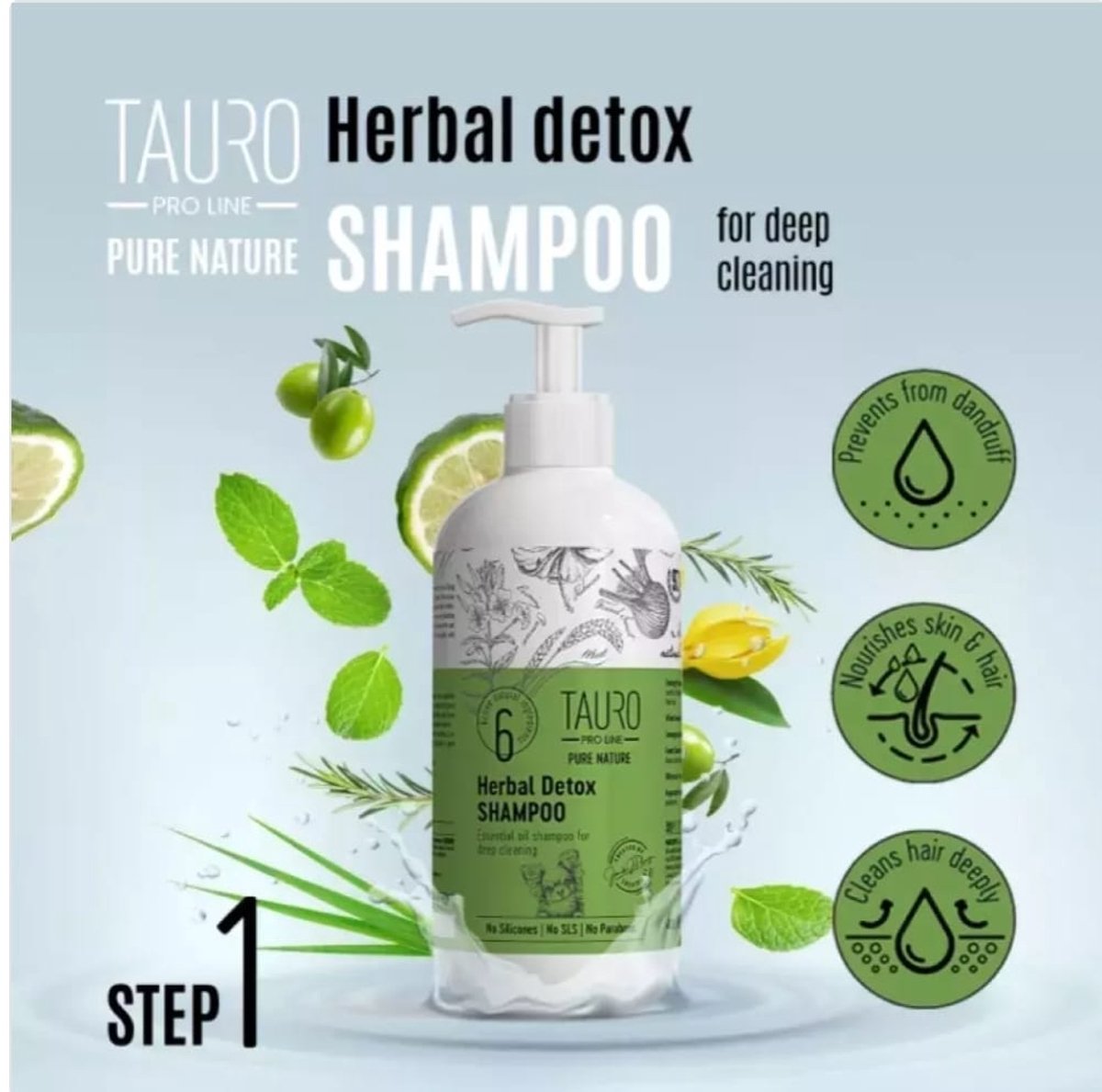 Tauro Pro Line Pure nature - herbal detox shampoo - reinigende shampoo- voor hond en kat - natuurlijk product