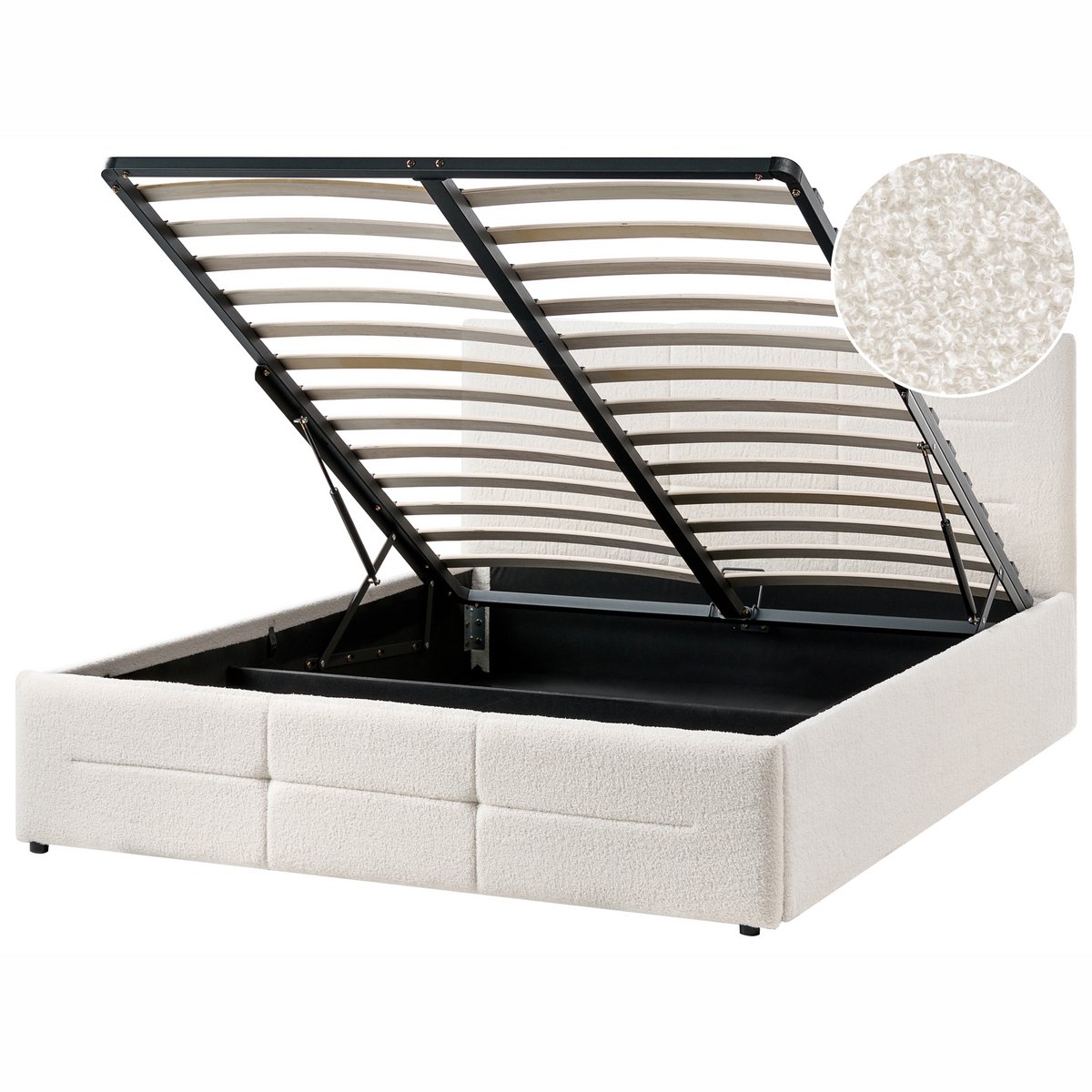 MASSOGNES - Bed opbergruimte - Gebroken wit - 140 x 200 cm - Bouclé