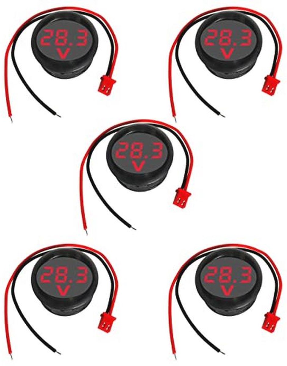 Mini Digitale Voltmeter - Nauwkeurige Spanningsmeter met LED Display voor DC 4-100V - Set van 5 Stuks