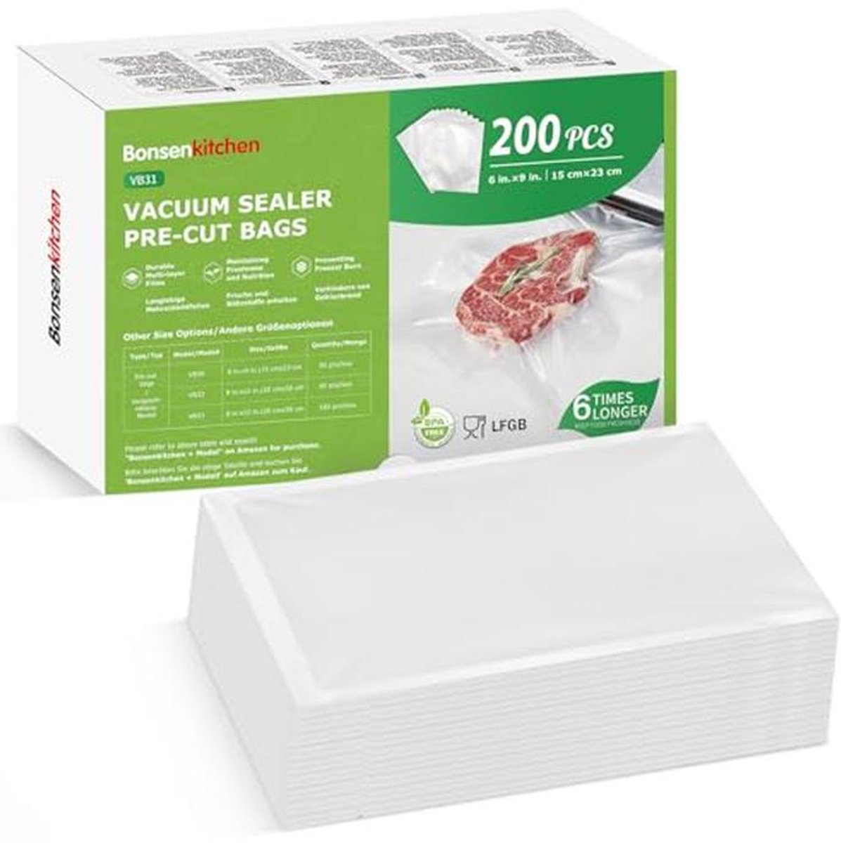 Vacuümzakken 15 x 23 cm - Professionele folie voor vacuümmachines - 200 stuks