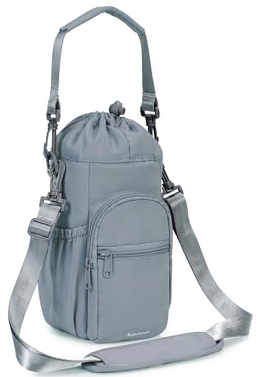 Waterfleshouder met riem en telefoontas - Geïsoleerde waterfles tas voor wandelen en camping