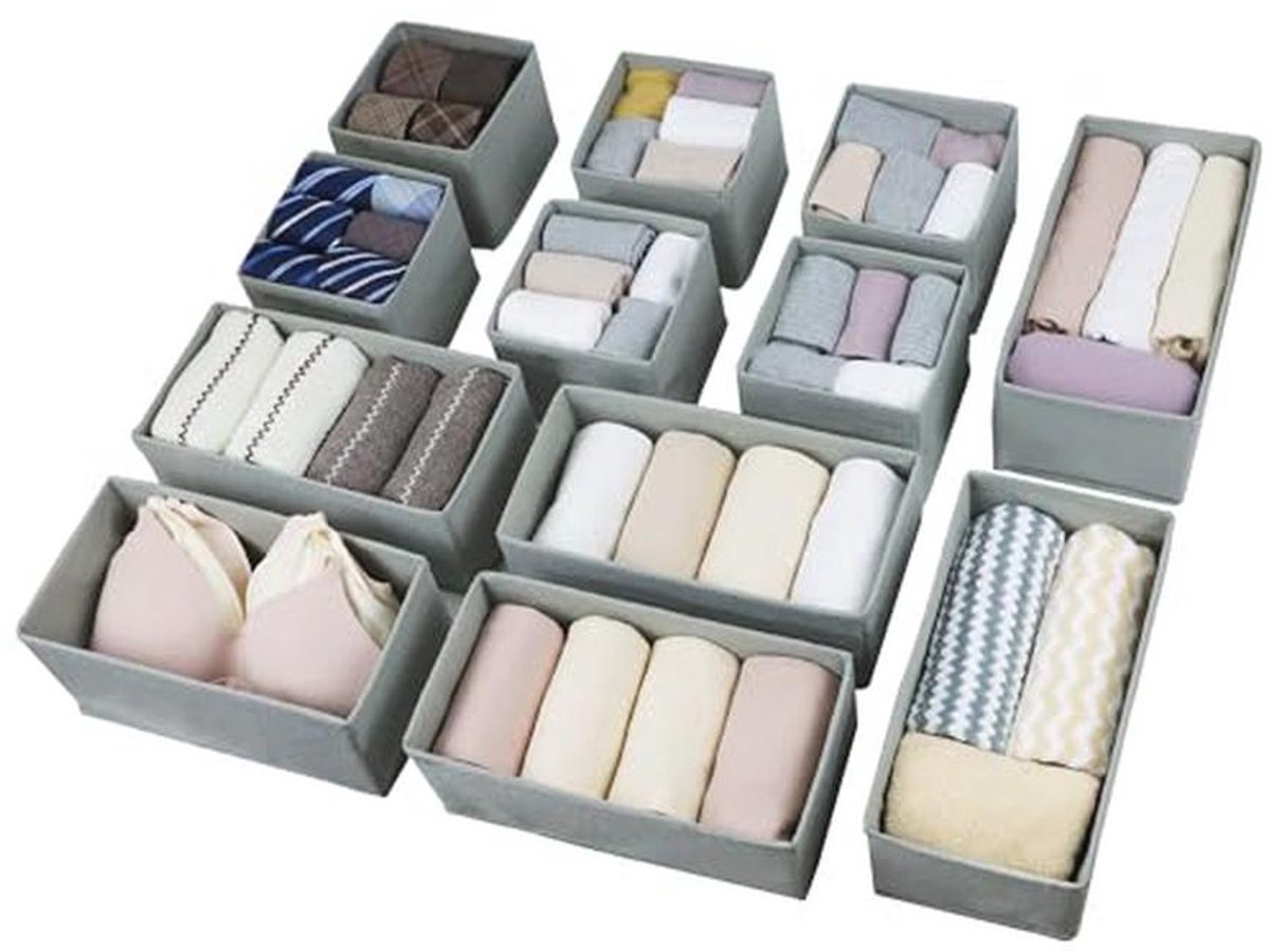Set van 12 lade-organizers voor het organiseren van kleding en accessoires