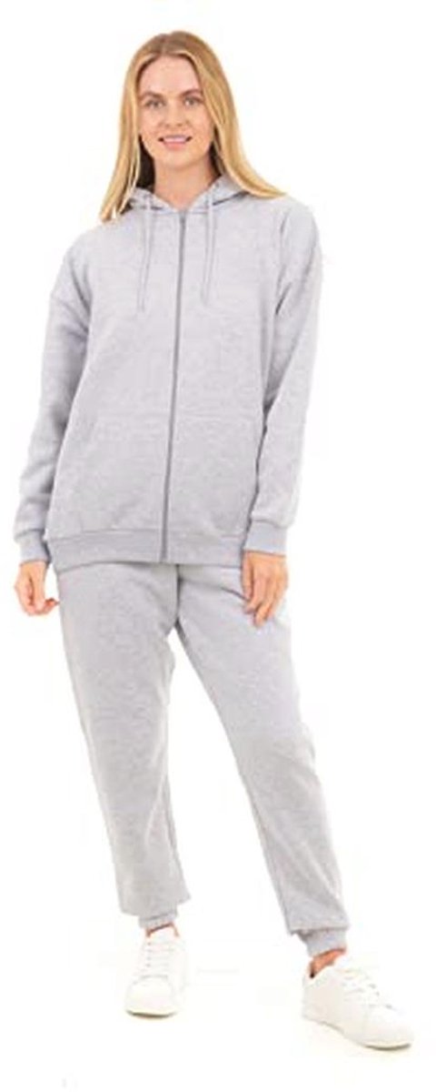 Dames Oversized Gerecycled Zip Hoody - Zachte Casual Sweatshirt met Zakken - Grijs