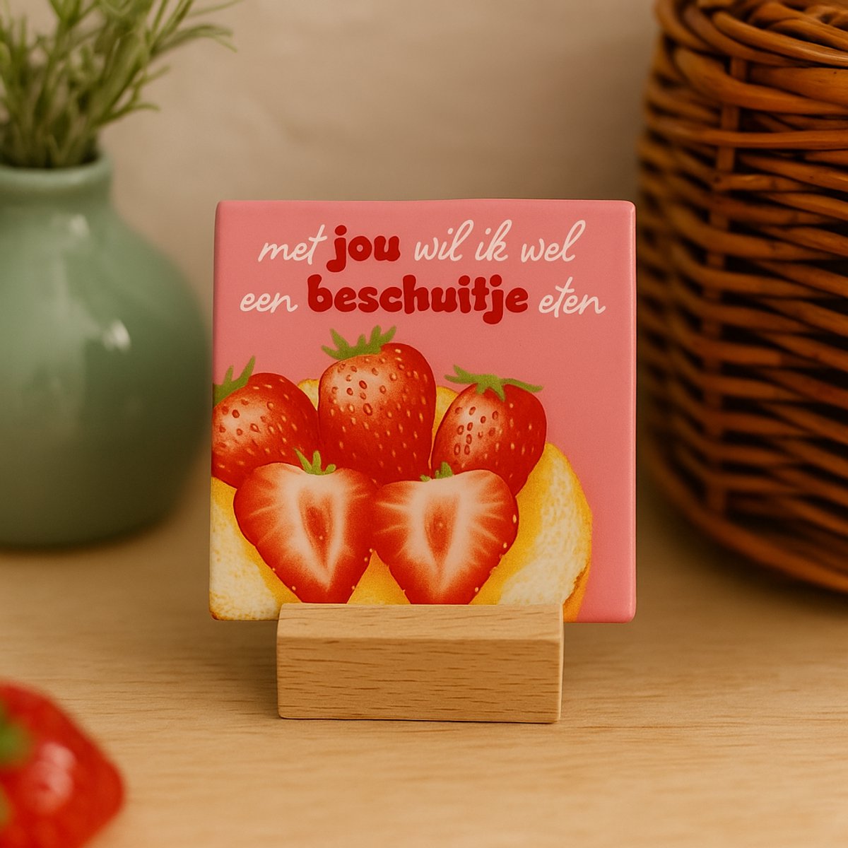 Met jou wil ik wel een beschuitje eten - Keramische decoratie tegel - Valentijn
