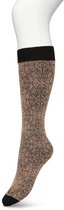 Bonnie Doon Dames Bloemen Panty Kniekousen Licht Bruin maat 36/42 - Knie Kousen 100 denier - Gebloemd - Bloemen Print - Uitstekend draagcomfort - Mandala Flower Knee High - Kniesokken - Zakt niet af - OEKO-TEX - Macaroon - BP221805.275
