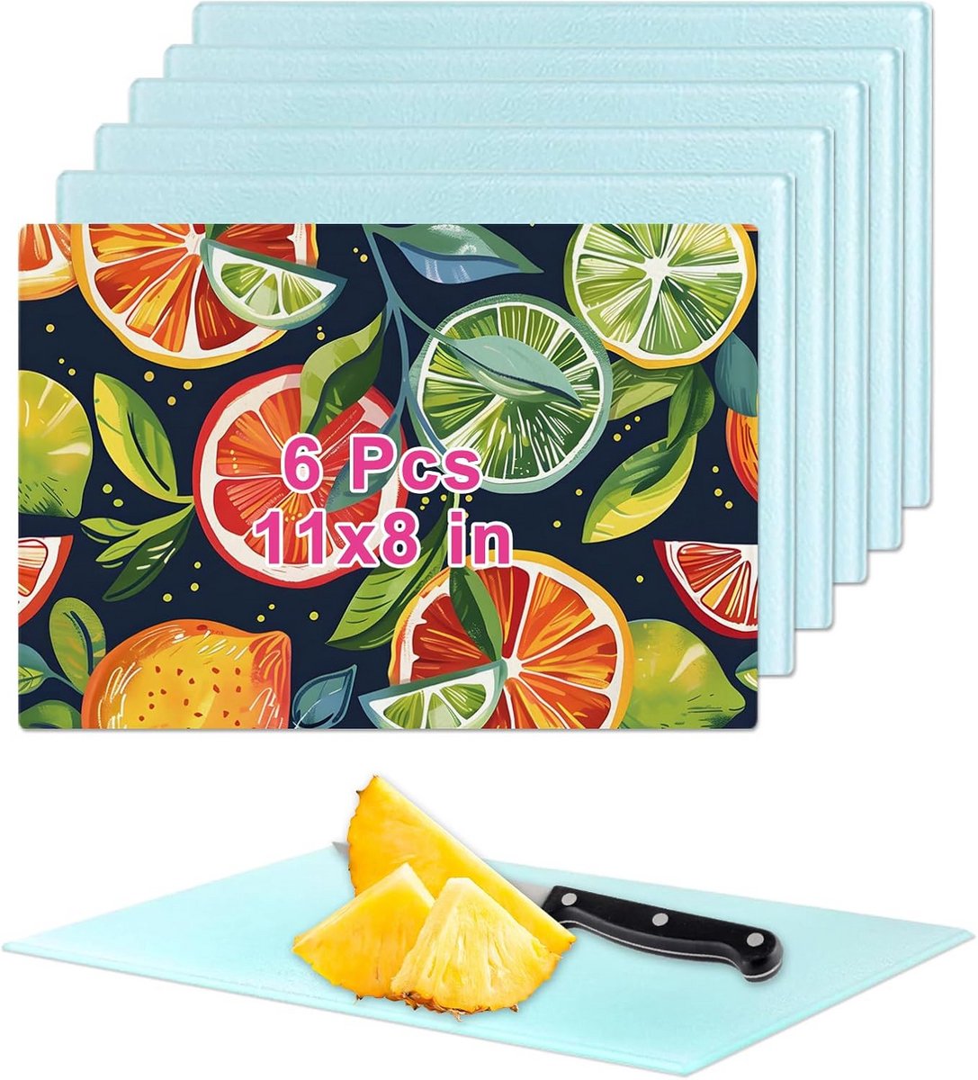 6x Snijplank Set Gehard Glas 28x20 cm Antislip - Ideaal voor Sublimatie en Cadeaus