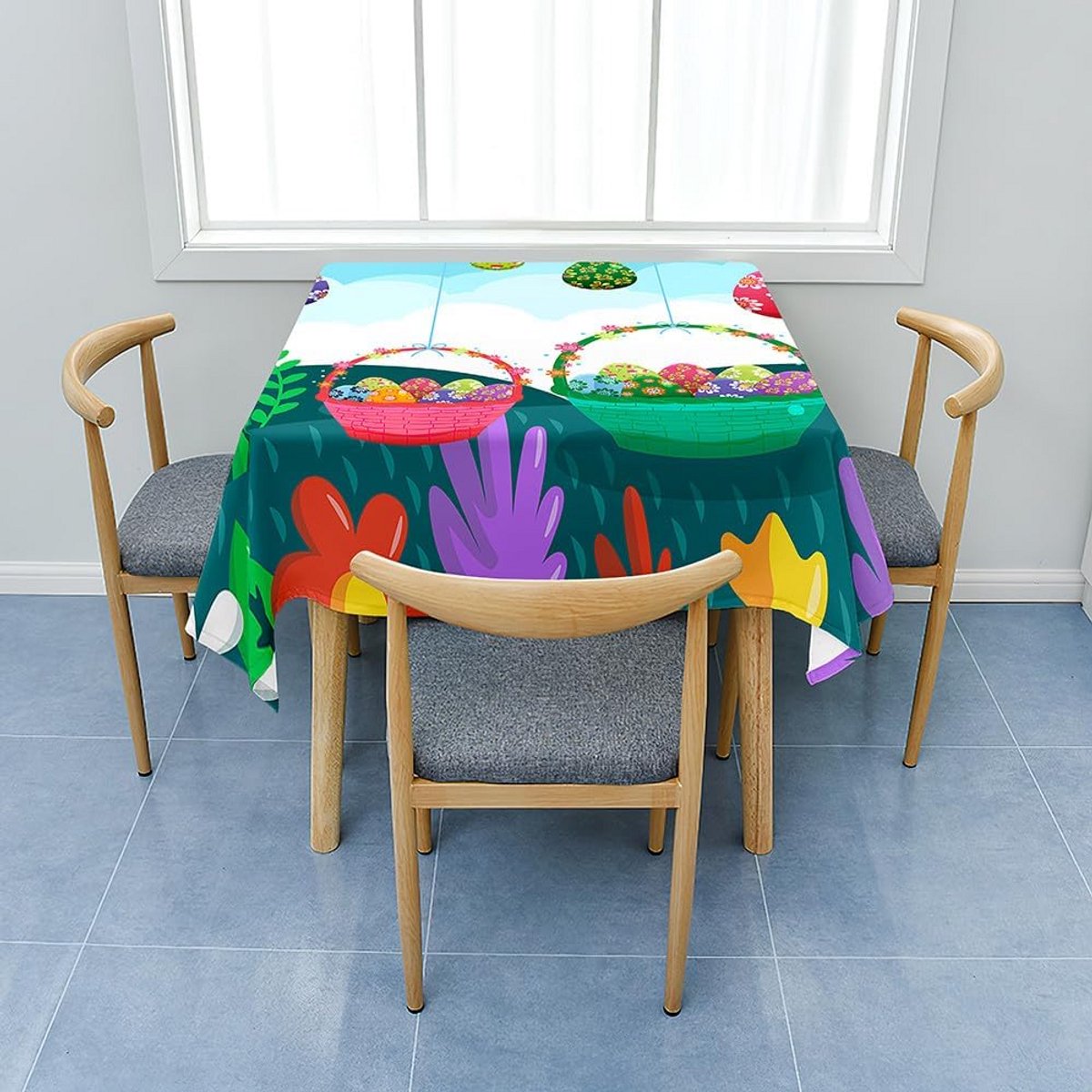 Vierkante Polyester Tafellaken Wasbaar Tafelkleed voor Feest en Keuken (120 x 120 cm)