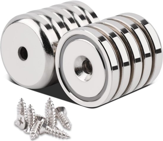 40 stuks sterke neodymium magneten met gat 10 x 3 - 3 mm, neodymium magneten, plat, kleine sterke magneten om vast te schroeven, ronde magneet met schroeven, voor magneetbord, koelkast, magneetbord