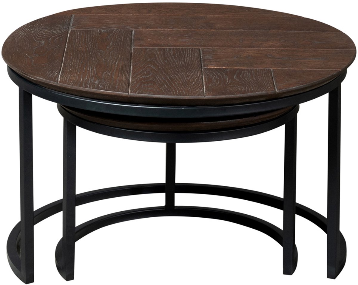 Starfurn Salontafel Otik - Rond Bruin Hout - Set van 2