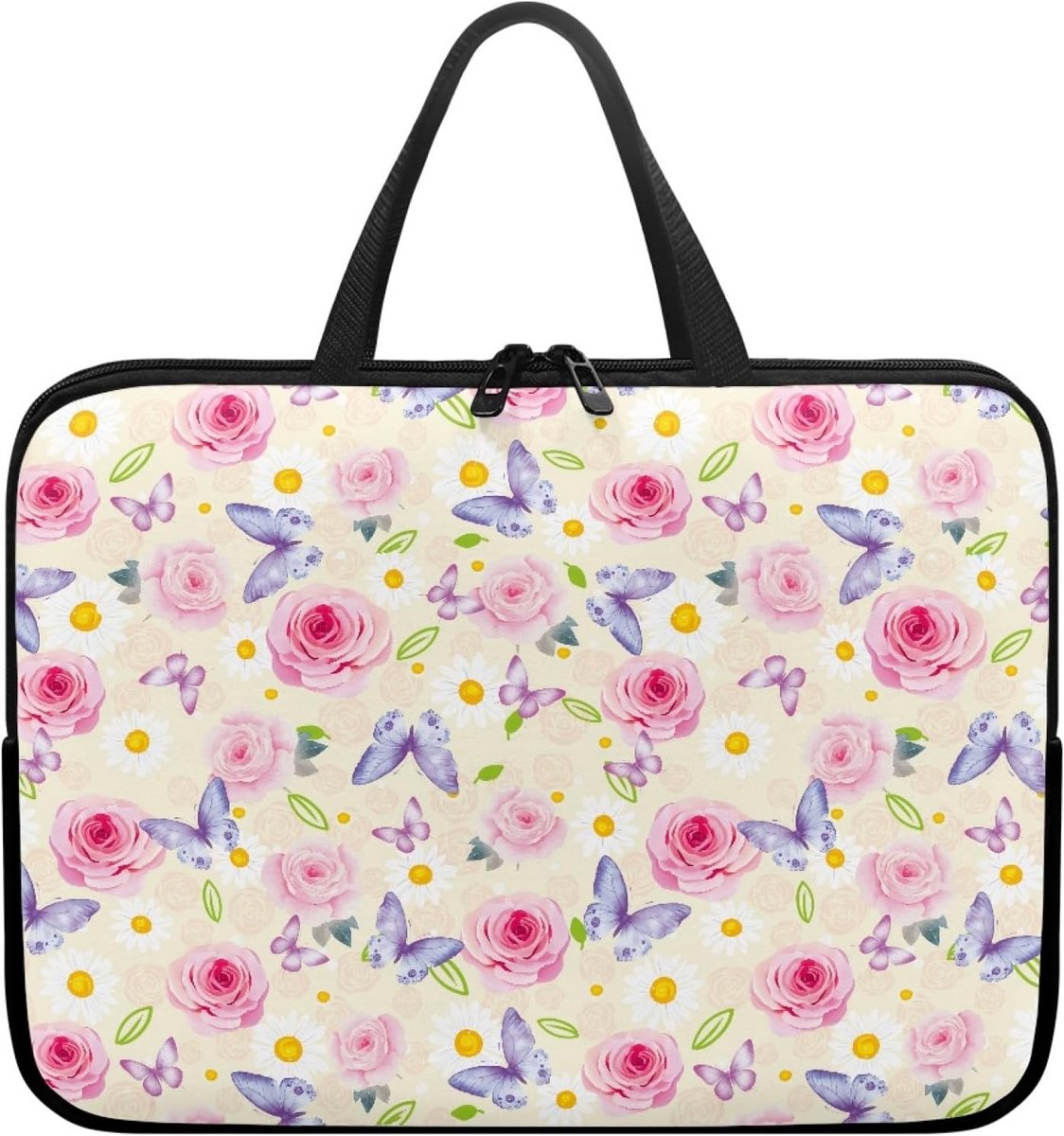 Waterdichte Laptophoes 10-17 Inch met Rozenpatroon en Handvat