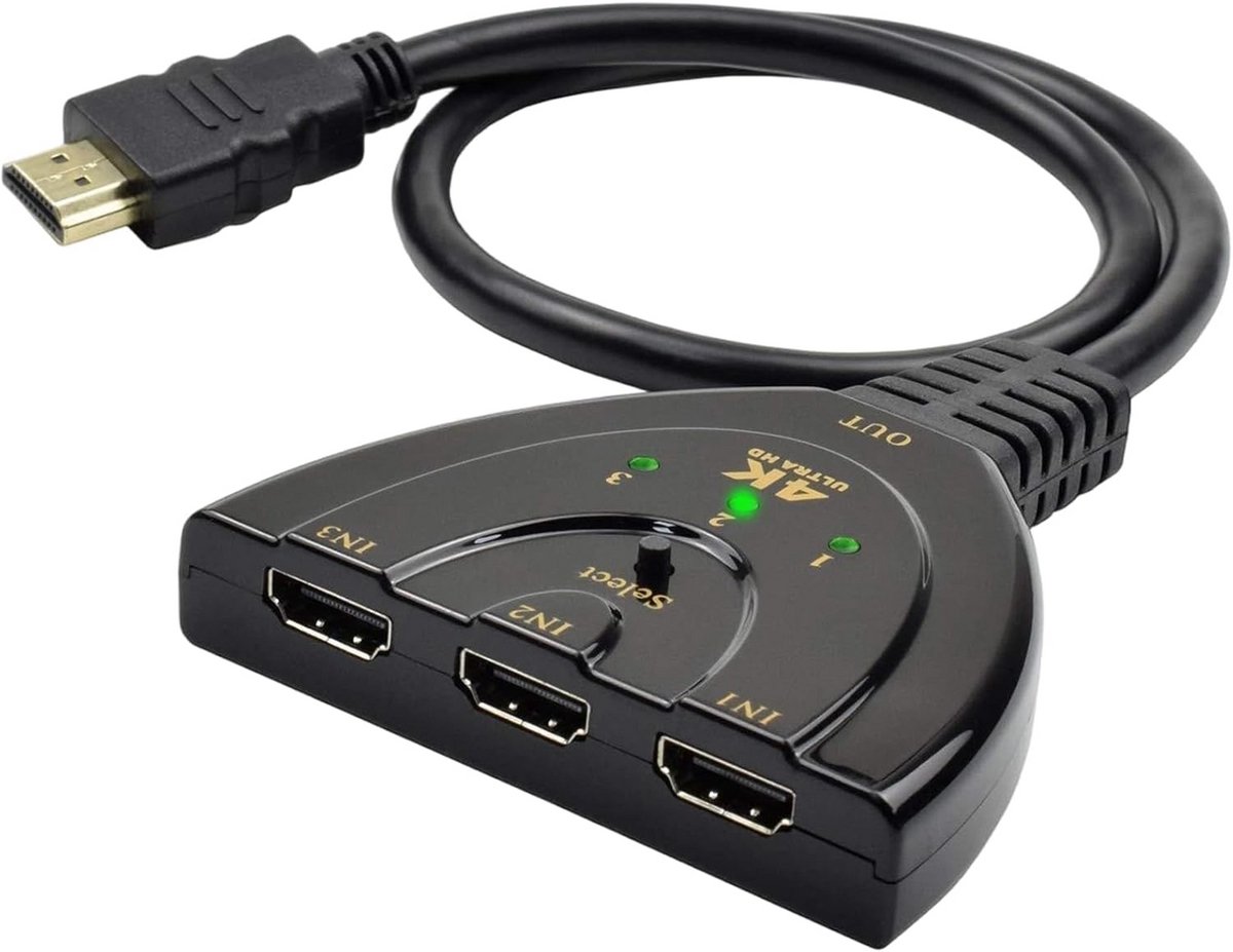 HDMI Splitter Switch 3 in 1 Uit 4K Ondersteuning