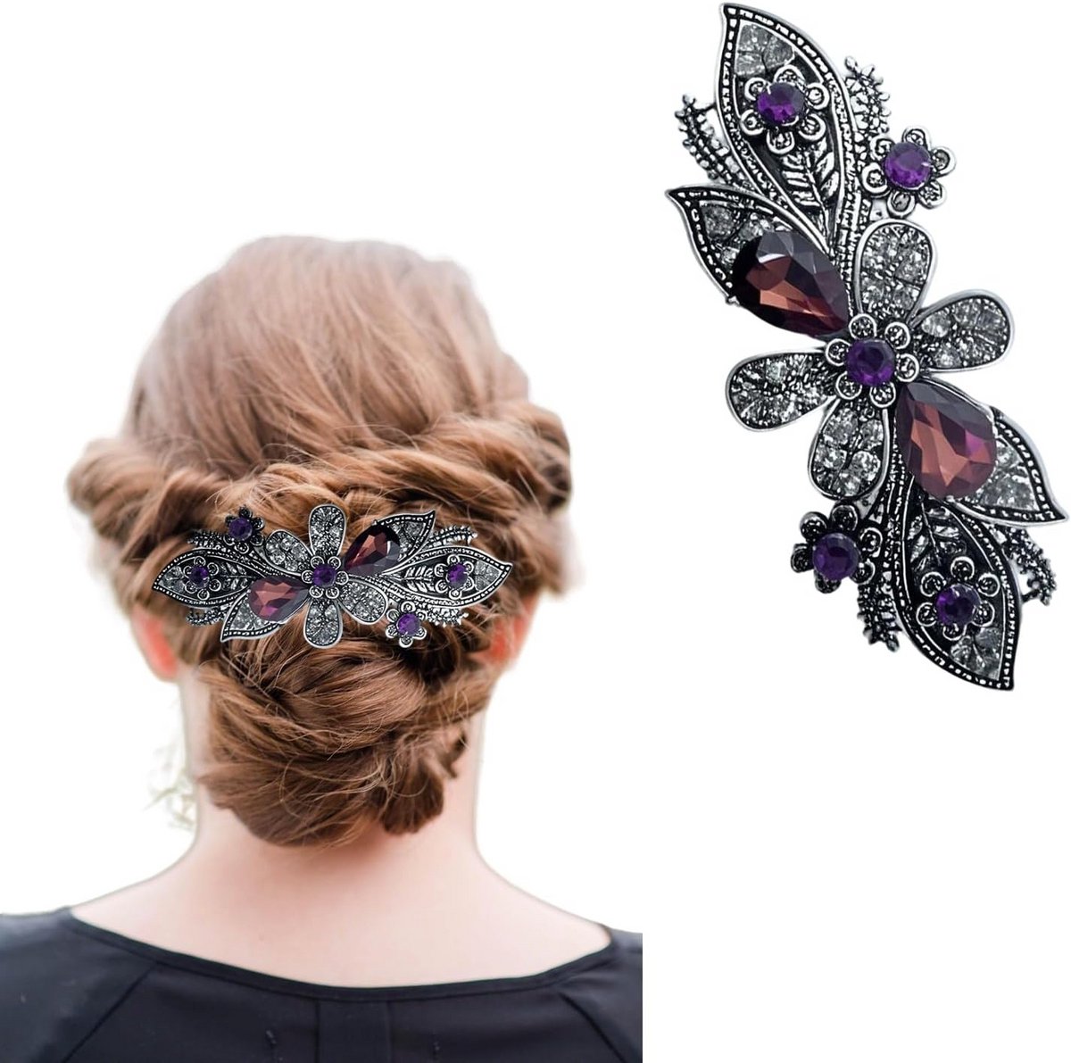 Rode Kristallen Bloemen Haarspeldjes - Luxe Haaraccessoires voor Bruiloft en Feest