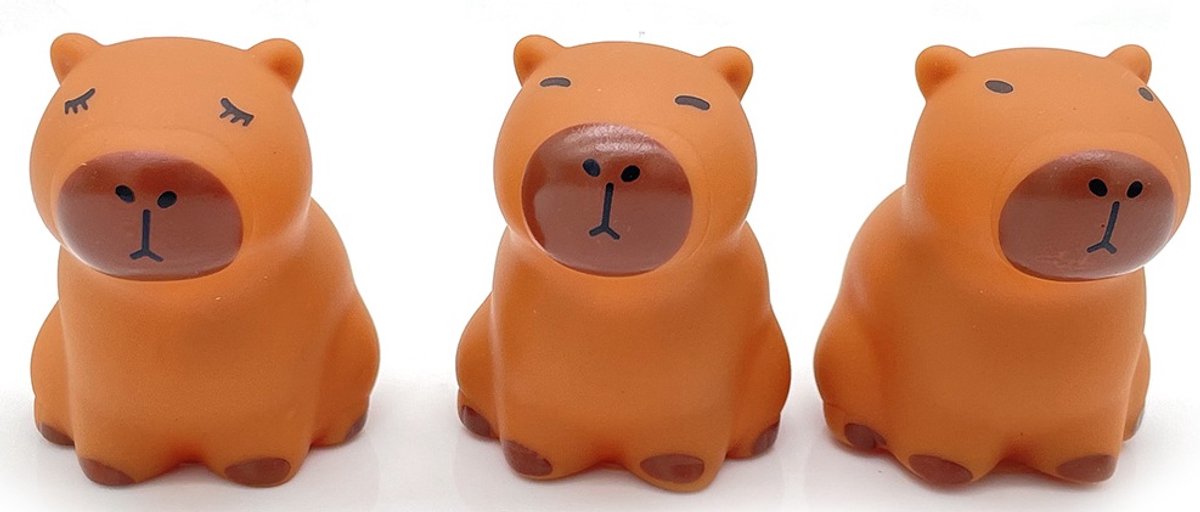 Rubberen capibara’s – 6 cm – 24 stuks – display