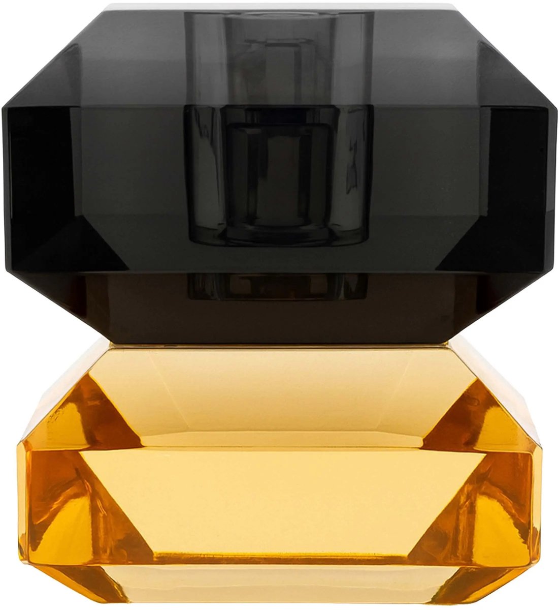 Kandelaar Kristalglas oranje-rokerig zwart 8cm x 5cm x 5cm - KLEIN FORMAAT