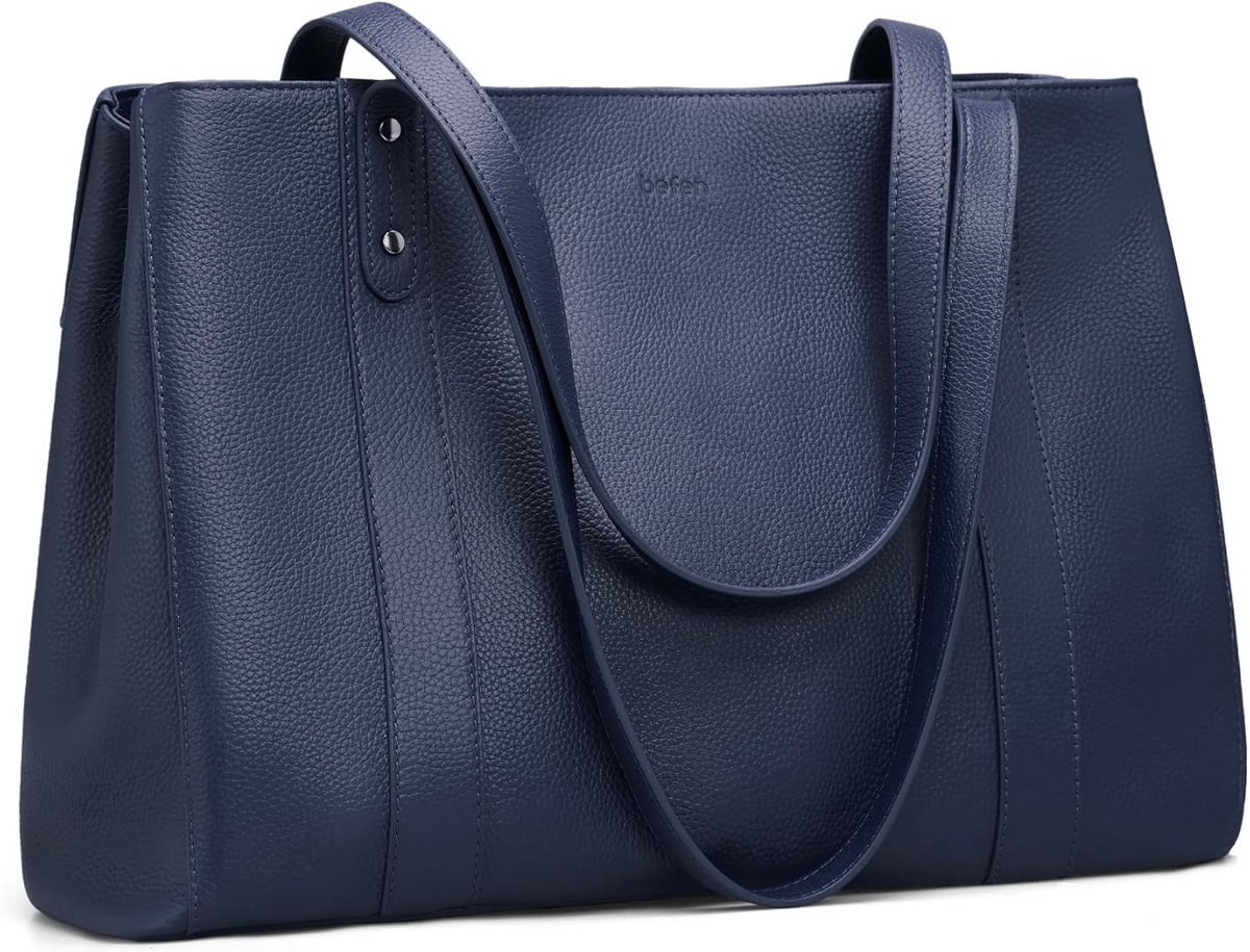 Leren Boodschappentas voor Dames met 15,6 inch Laptopvak - Stijlvolle Schoudertas