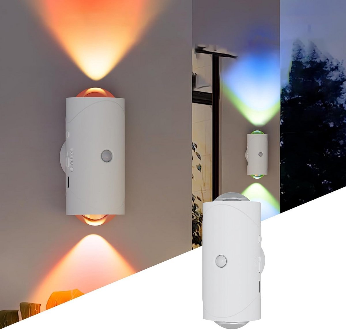 Draadloze wandlamp met bewegingsmelder voor binnen - Automatische detectieverlichting voor woonkamer, slaapkamer, hal, en balkon