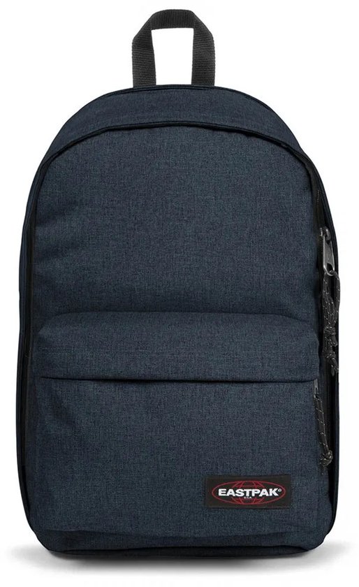 Donkerblauwe Eastpak rugzak, voorkant met Eastpak logo.