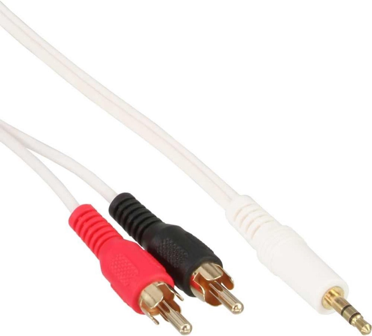 RCA naar Jack Kabel - 2x RCA naar 3,5 mm Jack - Stereo Audio Kabel - 1 Meter - Wit/Goud