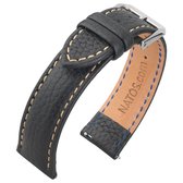 Lederen Horlogebandje Epsom Lychee Patroon Zwart - 18mm