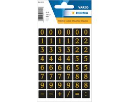 Zelfklevende Cijferstickers 0-9 met Goudopdruk – 96 Etiketten in Zwart/Goud (13 x 13 mm, 2 Velles)