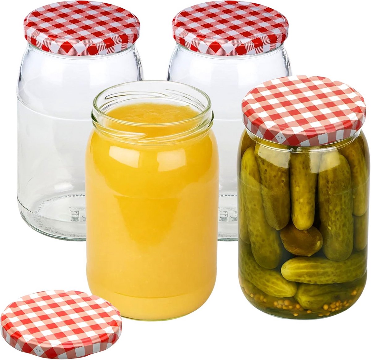 Set van 4 inmaakpotten 900 ml met stickers